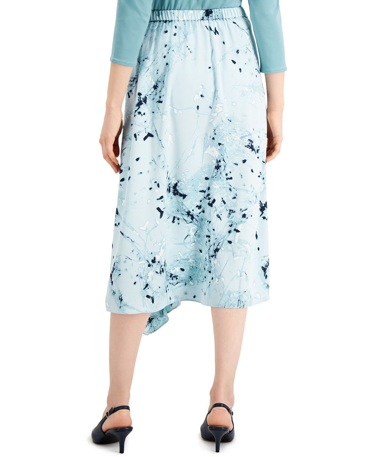 Alfani Women's Printed Asymmetric A Line Skirt Green Size 6