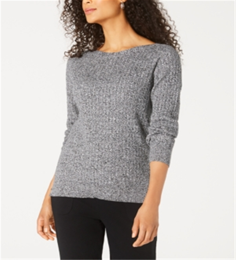 Karen Scott Women's Boat Neck Cotton Sweater Gray Size X-Small