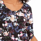 NY Collection Women's Printed Roll Tab Sleeve Peasant Top Black Purple Size Petite XL