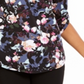 NY Collection Women's Printed Roll Tab Sleeve Peasant Top Black Purple Size Petite XL