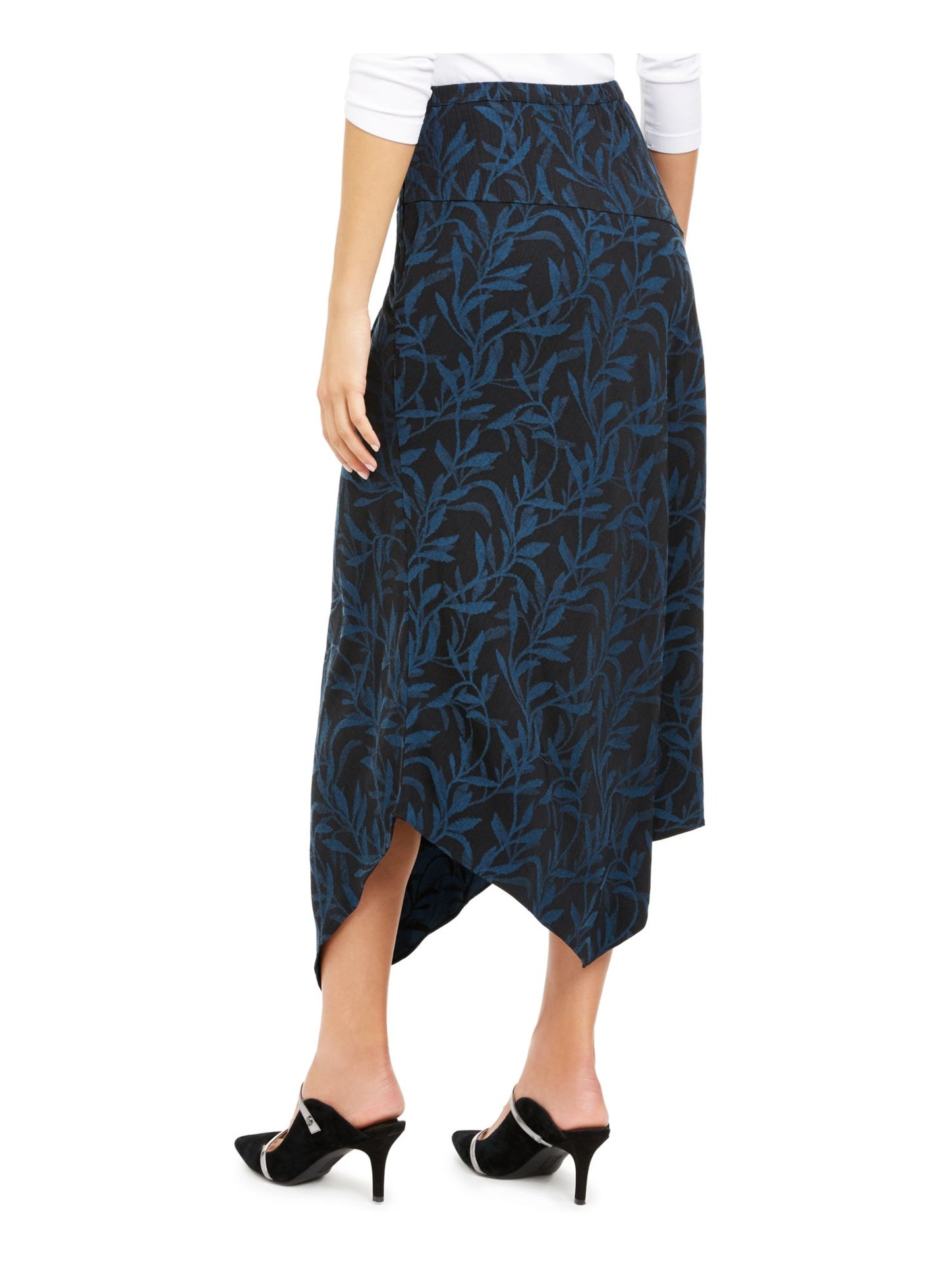 Alfani Women's Patterned MIDI Shift Skirt Blue Size 6