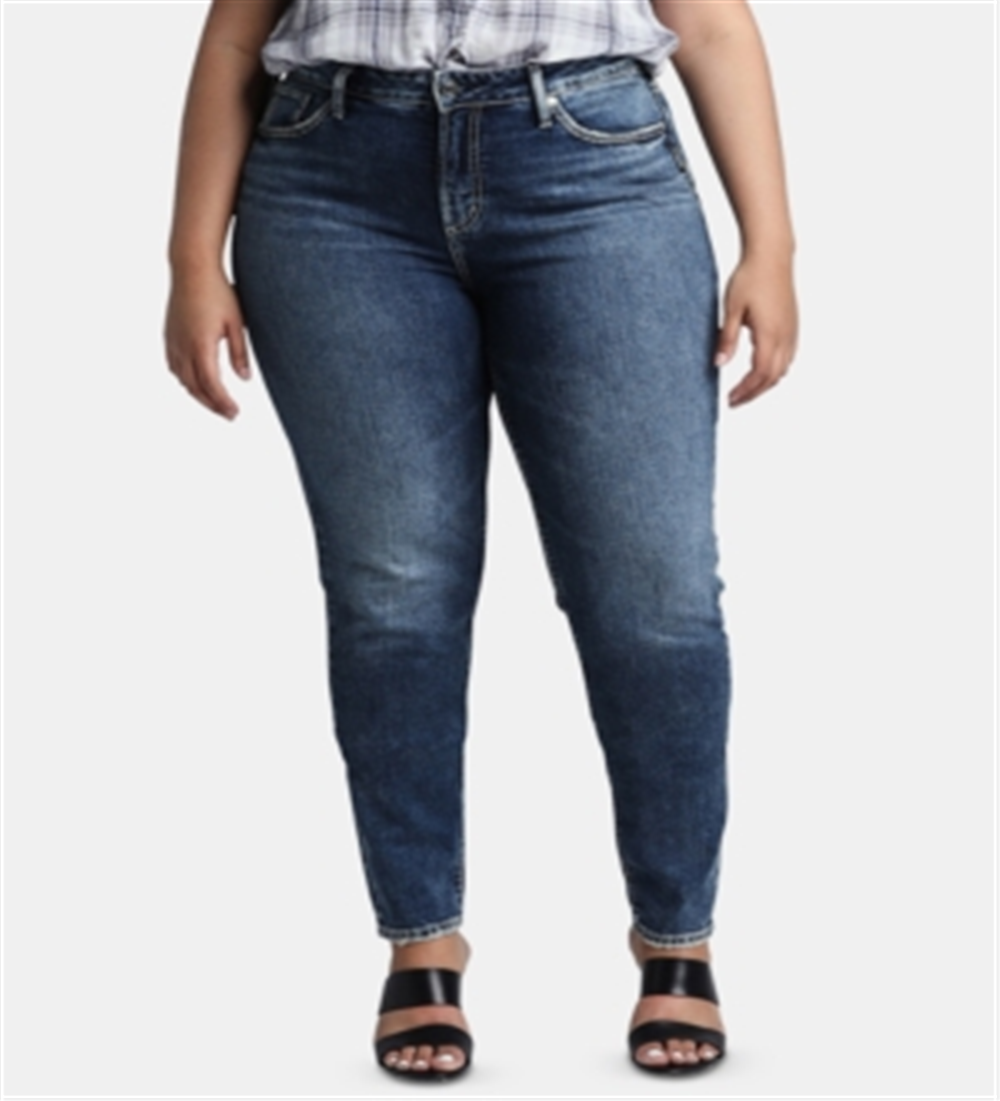 Silver Jeans Co Women's Denim Skinny Jeans Medium Dark Indigo Wash Size 18x29