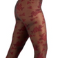 INC International Concepts Women's Flocked Floral Tights Red Size XX-Small