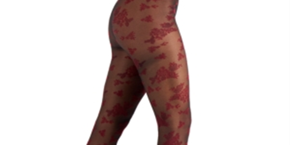 INC International Concepts Women's Flocked Floral Tights Red Size XX-Small