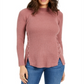 Style & Co Women's Mock Neck Lace up Ribbed Knit Sweater Purple Size Large