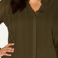 Alfani Women's Plus Textured Button Front Top Green Size 3X