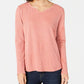 Style & Co Women'sThermal Waffle Texture Long Sleeve Split Top Pink Size Large