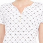 Karen Scott Women's Bee Print Henley T-Shirt White Size X-Large