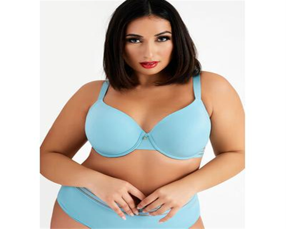 Mesh Trim Women's Microfiber T Shirt Bra Green Size 44DDD