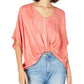 Polly & Esther Junior's Knot Front Dolman Sleeve Casual Top Orange Size Large