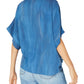 Polly & Esther Women's Knot Front Dolman Sleeve Casual Top Blue Size Small