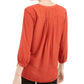 JM Collection Women's Rivet Front Pleated Back Top Orange Size Petite XL
