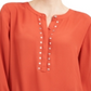 JM Collection Women's Rivet Front Pleated Back Top Orange Size Petite XL