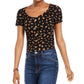 Hippie Rose Junior's Floral Print Ribbed Blouse Black Size X-Large