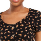 Hippie Rose Junior's Floral Print Ribbed Blouse Black Size X-Large