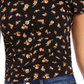 Hippie Rose Junior's Floral Print Ribbed Blouse Black Size X-Large