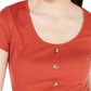 Hippie Rose Junior's Floral Print Ribbed Blouse Orange Size X-Large
