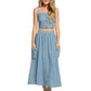 Roxy Women's Ocean Groove Buttoned Crop Top Blue Size Small