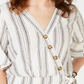 Gypsies & Moondust Junior's Striped Wrap Blouse White Size X-Small