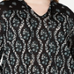 Style & Co Women's Floral Tie Neck Top Black Size 0X