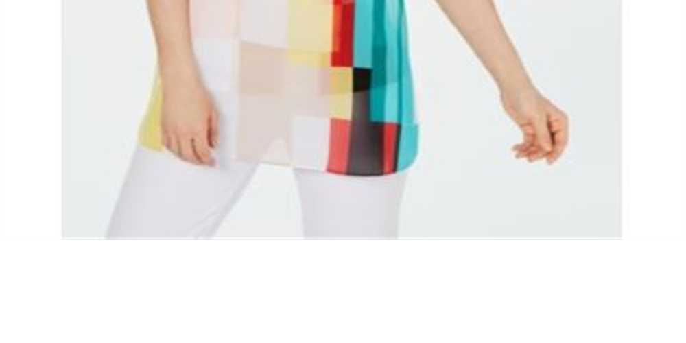 Alfani Women's Colorblocked Tunic White Size Petite Medium