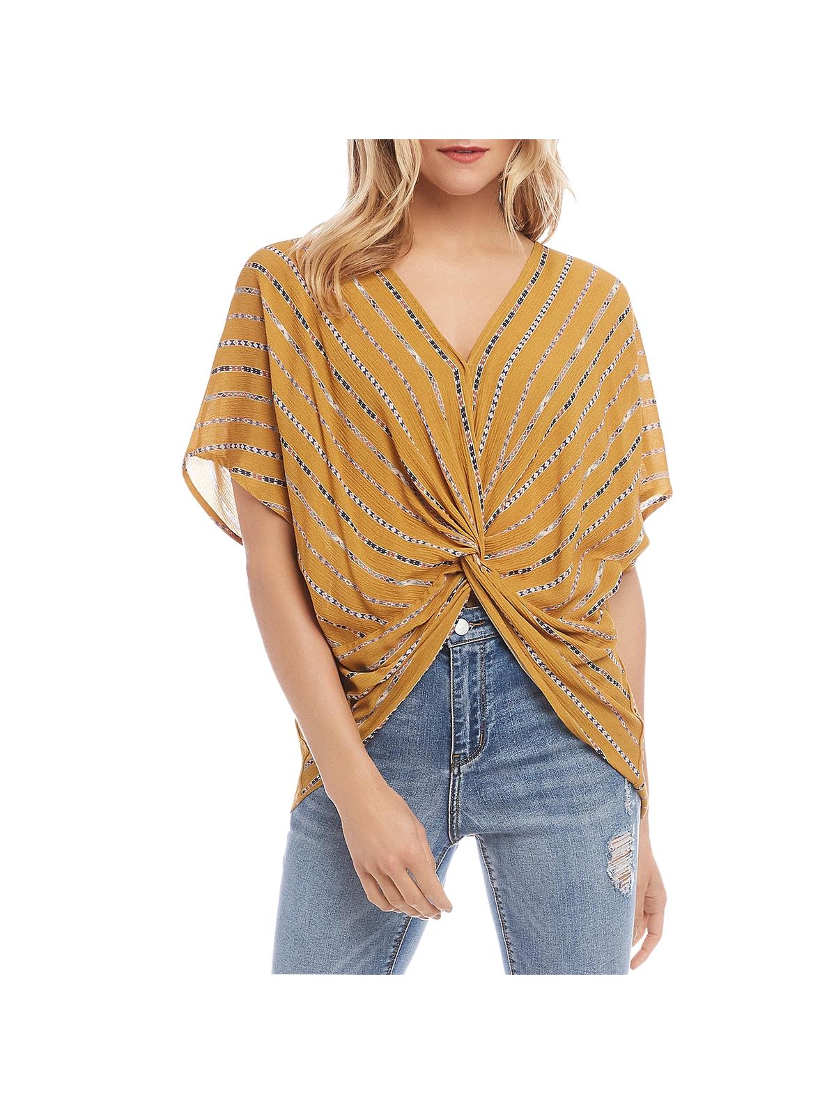 Karen Kane Women's Twist Front Top Yellow- Size X-Large