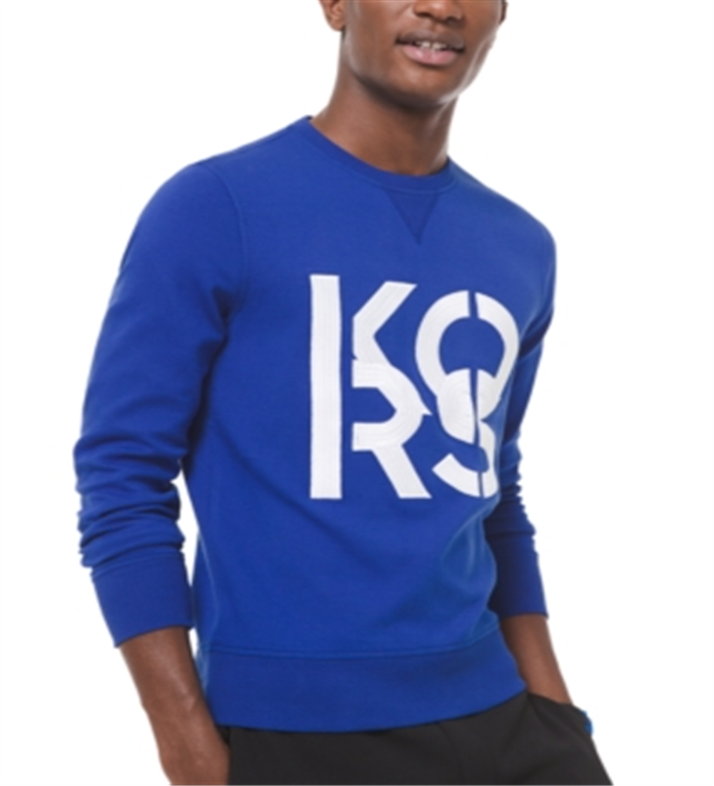 Michael Kors Men's Stacked Logo Sweatshirt Blue Size XX-Large