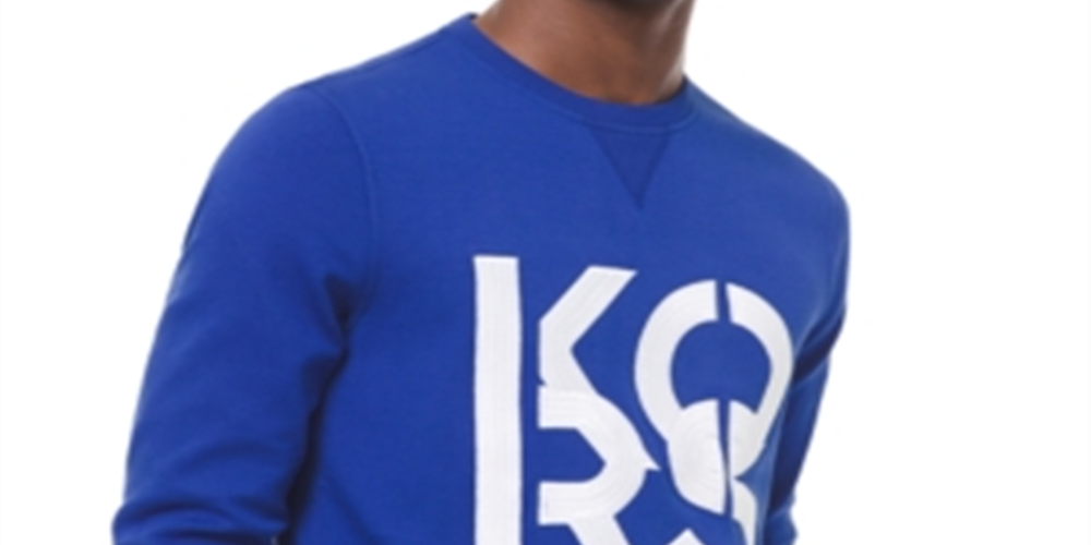Michael Kors Men's Stacked Logo Sweatshirt Blue Size XX-Large