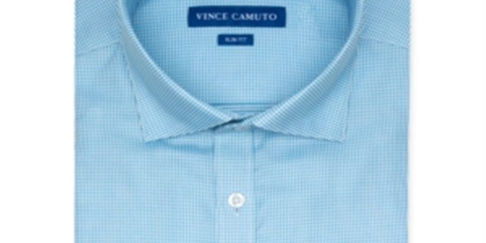 Vince Camuto Men's Slim Fit Stretch Turquoise Dobby Dress Shirt Blue Size 32/33