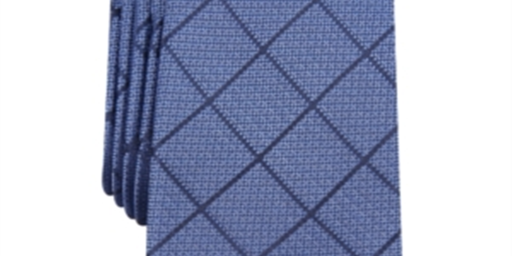 Alfani Men's Neck Sussex Pane Skinny Slim Tie Blue Size Regular