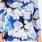 JM Collection Women's Printed Jacquard Top Blue Size Petite