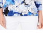 JM Collection Women's Printed Jacquard Top Blue Size Petite