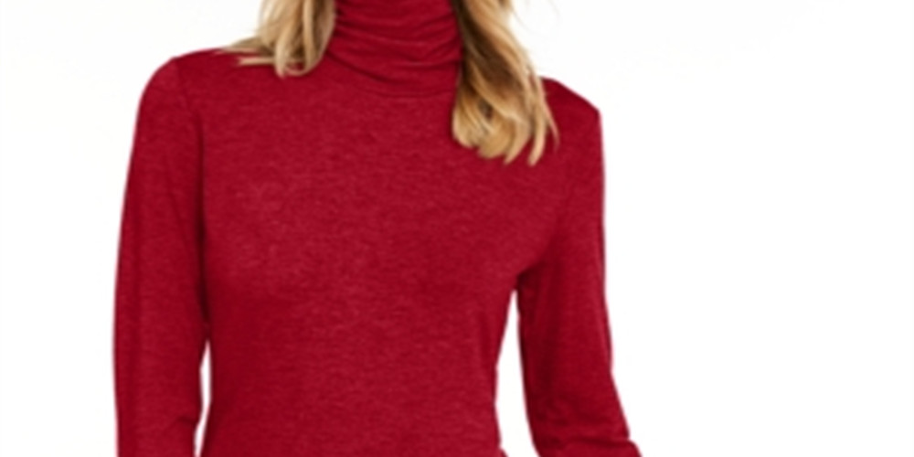 Maison Jules Women's Turtleneck Top Red Size Medium