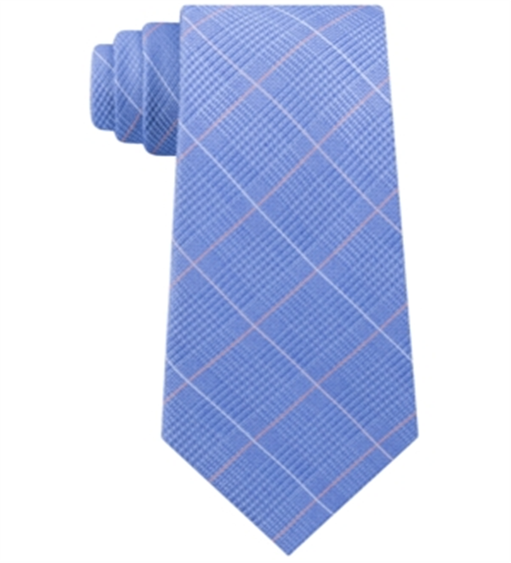 Michael Kors Men's Elijah Classic Plaid Tie Blue Size Regular