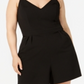 Emerald Sundae Women's Lace Spaghetti Strap V Neck Romper Black Size 1X