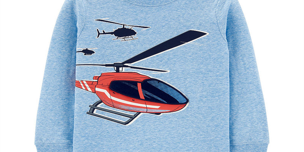 Carter's Toddler Boy's Crew Neck Long Sleeve Graphic T-Shirt Blue Size 3T