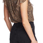 1.STATE Women's Keyhole Leopard Print Top  Brown Size Medium