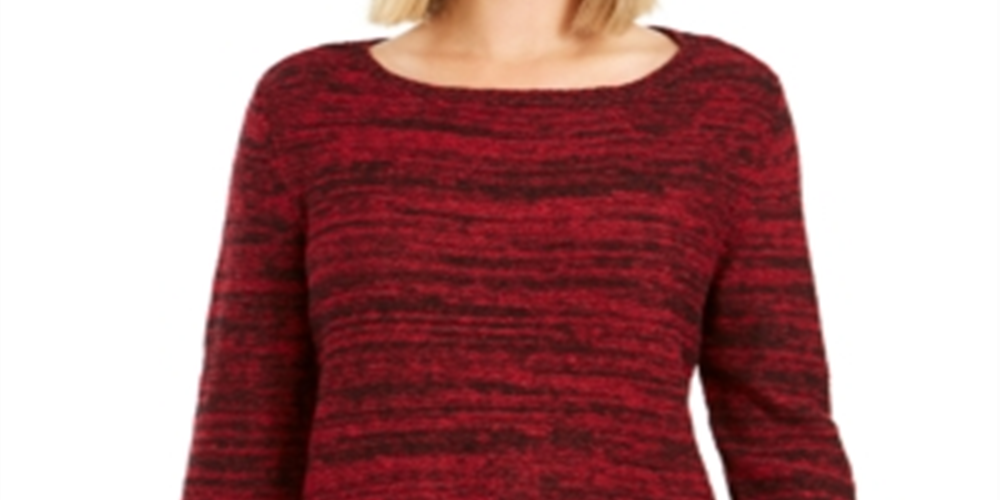 Style & Co Women's Ruffle Hem Tunic Sweater Red Size Petite XL