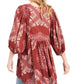 Free People Women's Paisley 3/4 Sleeve V Neck Top Size Medium
