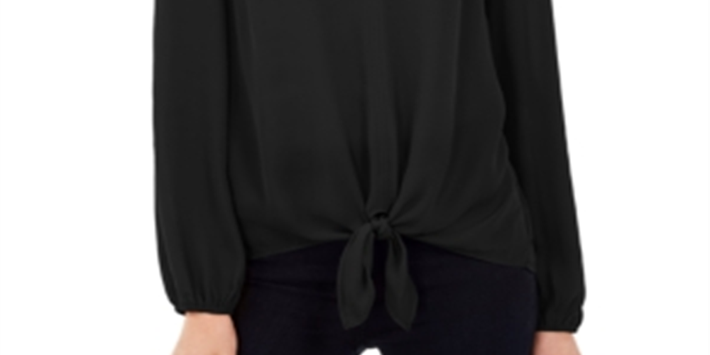 INC International Concepts Women's Tie Hem Top Black Size Petite Small