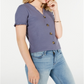 American Rag Junior's Button Trimmed Ruffle Top Gray Size Medium