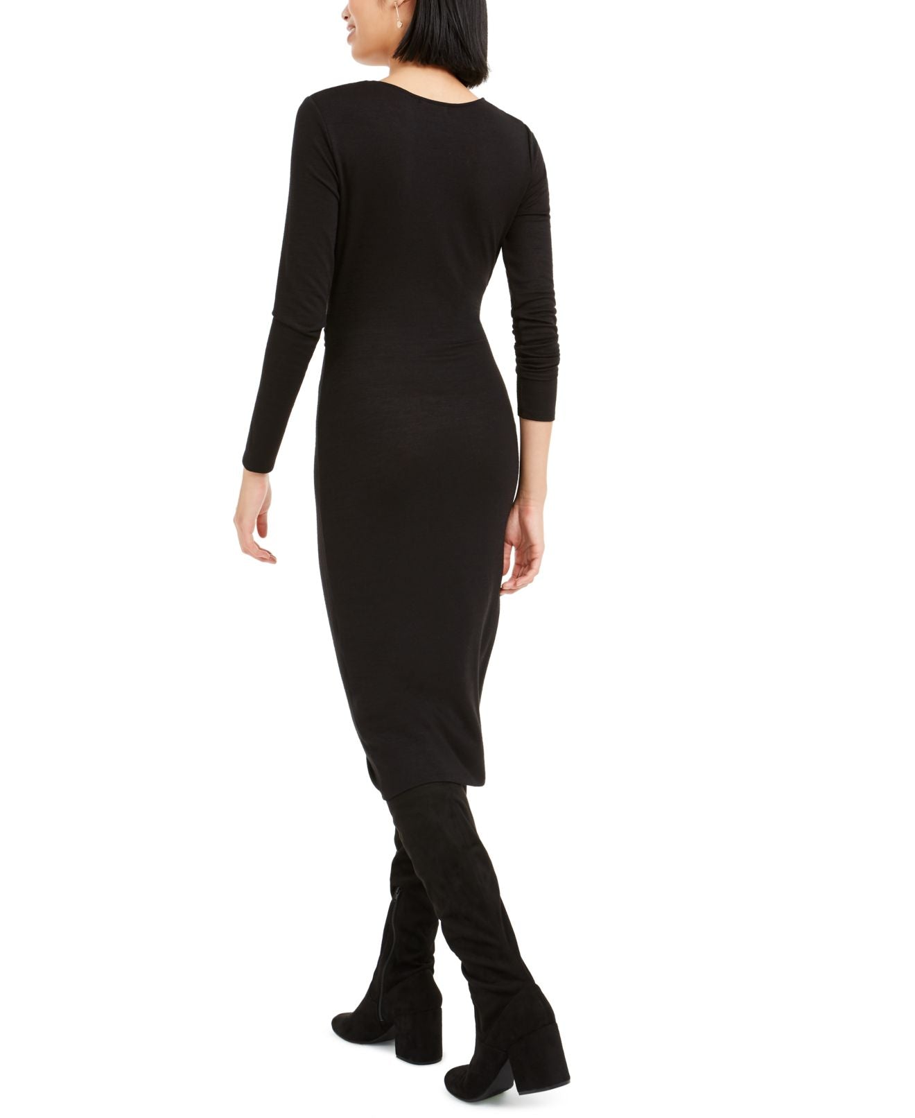 Bar III Women's Twist Front Midi Cocktail Dress Black Size Small
