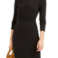 Bar III Women's Twist Front Midi Cocktail Dress Black Size Small