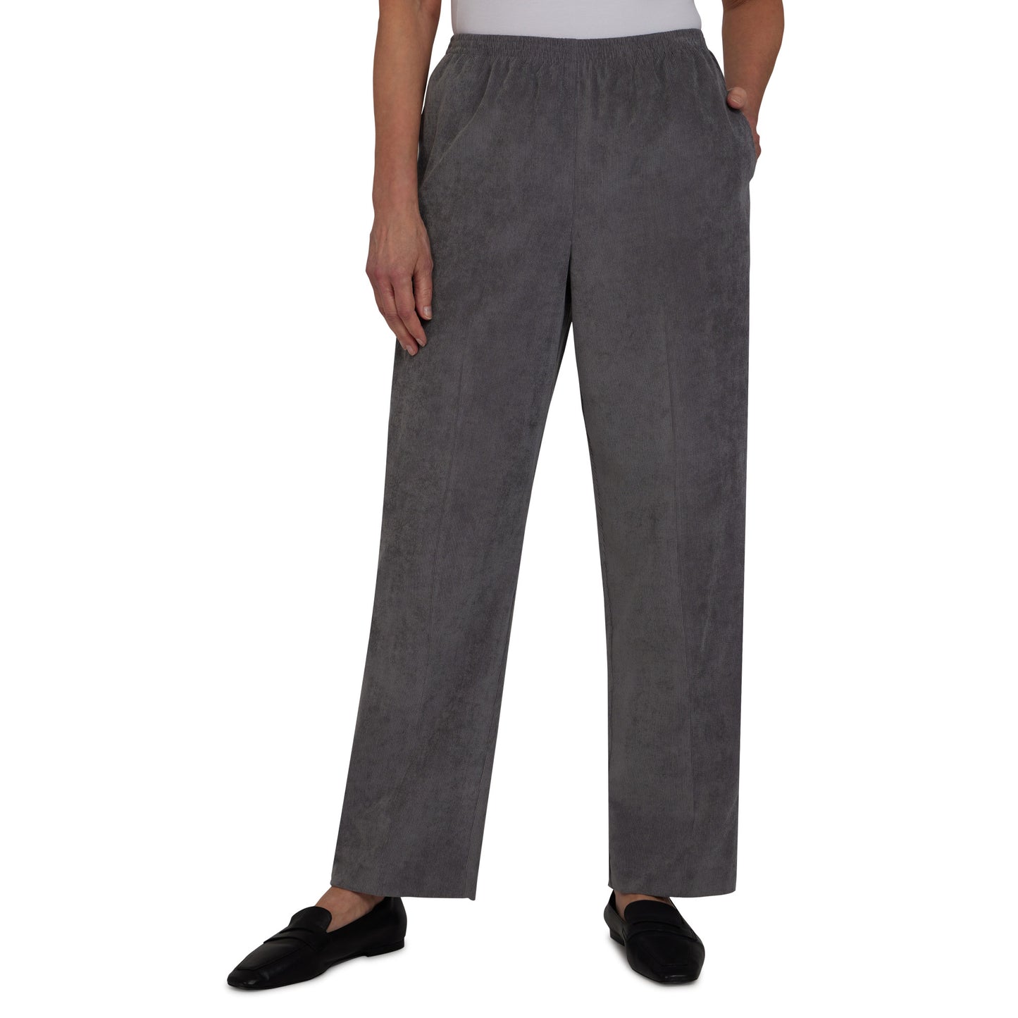 Alfred Dunner Women's Pull on Classic Fit Corduroy Pants Gray Size 6P