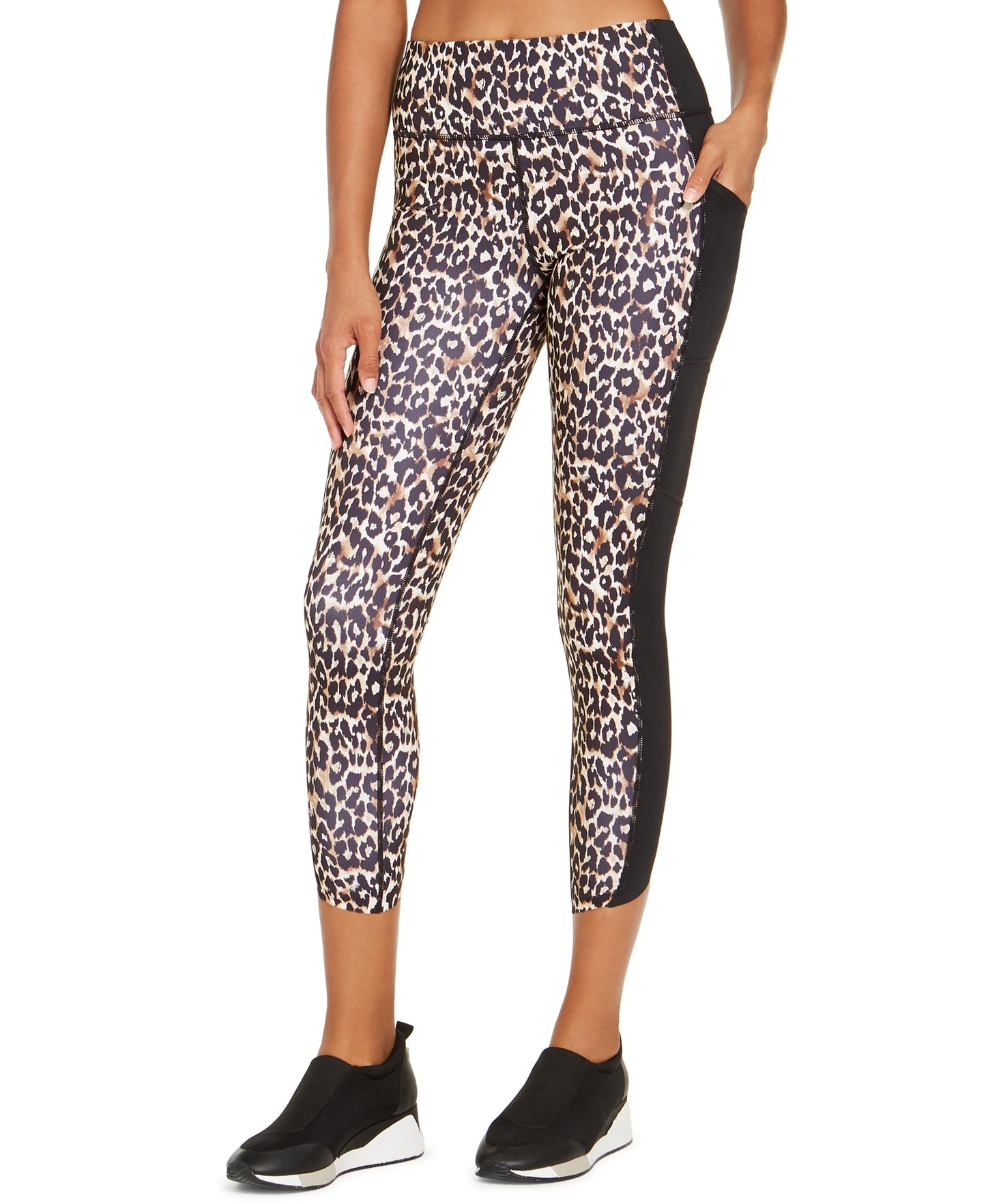Ideology Women's Colorblocked Leopard Print Leggings Brown Size Small