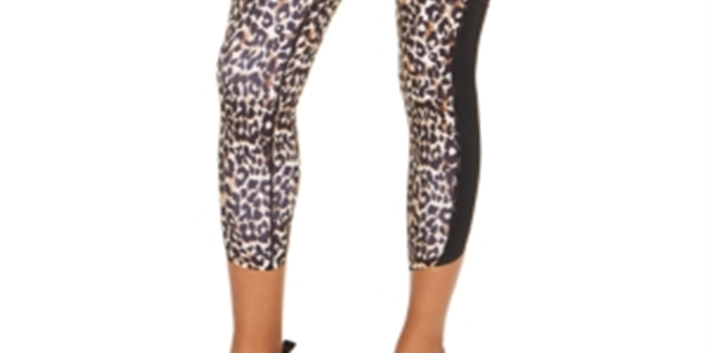 Ideology Women's Colorblocked Leopard Print Leggings Brown Size Small