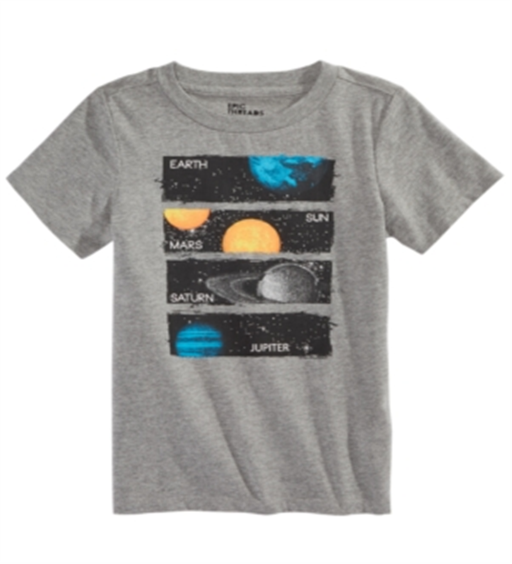Epic Threads Toddler Boy's Planet T-Shirt Gray Size 2T