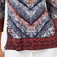 JM Collection Women's Printed Chain Neck Top Blue  Size XL
