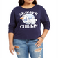 Love Tribe Women's Trendy Plus Always Chillin Frozen Graphic Print Top Blue Size 3X