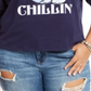 Love Tribe Women's Trendy Plus Always Chillin Frozen Graphic Print Top Blue Size 3X